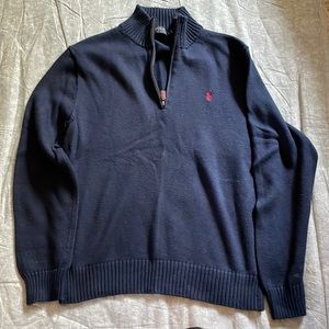 Ralph Lauren Polo Men’s Quarter Zip Navy Blue Sweater